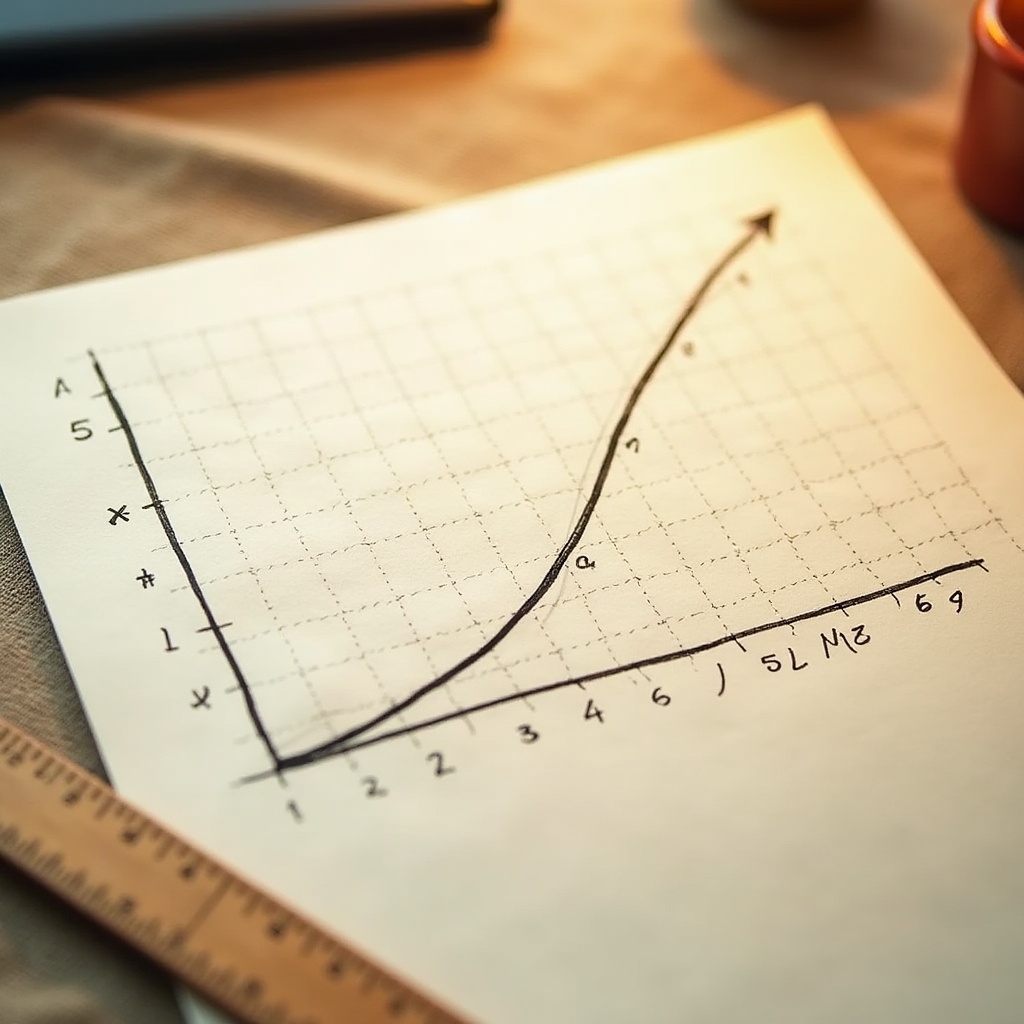 Visual representation of compound growth over time, showing exponential curve on a simple chart